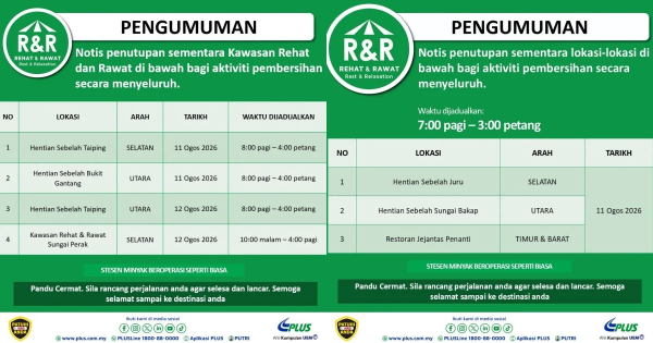 PLUS Malaysia Taiping, Sg Perak, Bkt Gantang, Juru, Sg Bakap, Penanti R&R �������� ������� 11�12 �������.