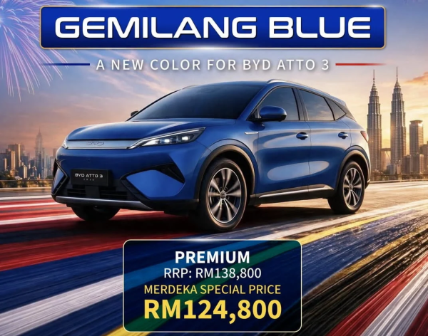 BYD Atto 3 Premium 2026 ���� ������� ����� ������� Gemilang Blue � ����������� ���� � ����� Merdeka � 124 800 ���������