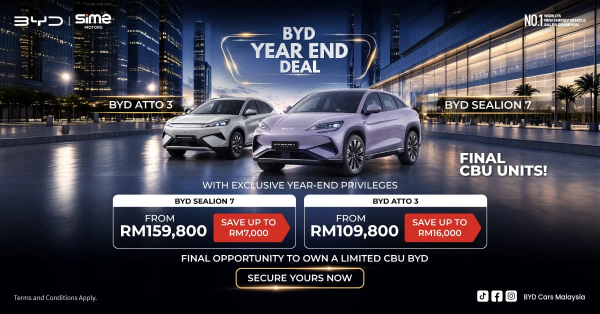 Наслаждайтесь предложениями BYD на конец года и сэкономьте до 16 000 ринггитов на Atto 3, Sealion 7 — количество последних единиц CBU ограничено!